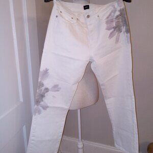 NWT Edwin Womens Size 28 Kali Ankle Jeans Vintage Straight Leg in Beige Tie Dye